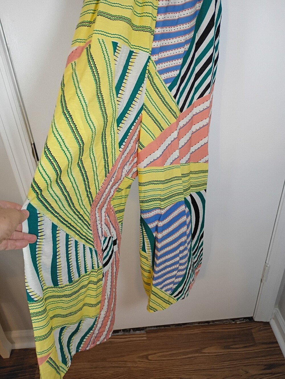 THML Jumpsuit Womens Medium Wide Leg Ruffle Fringe Bohemian Ethnic - Picture 2 of 16